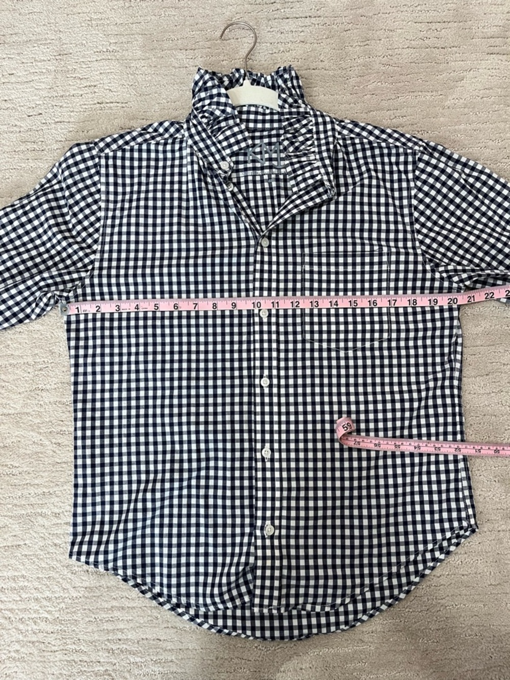 KMJ Quarantina Shirt navy and white gingham - Picture 5 of 9